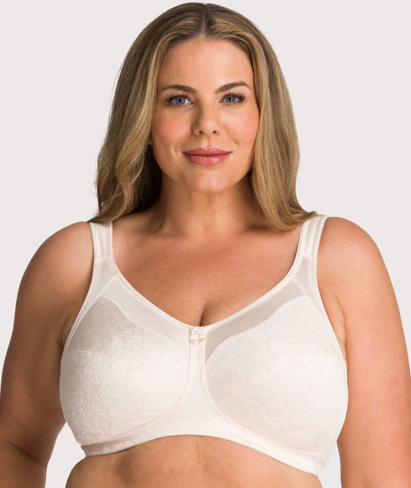 Soft Cup Bra Full Coverage Embroidered Non Wired Plus Size Bras Lingerie  White