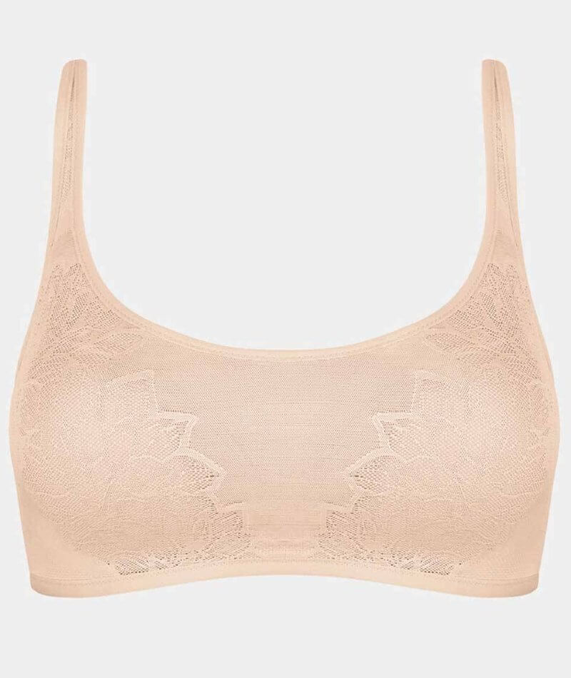 Fit Smart – Wirefree Bra with 4D Stretch Padding, Soft Lace and Comfortable  – Light Brown (Size 02)