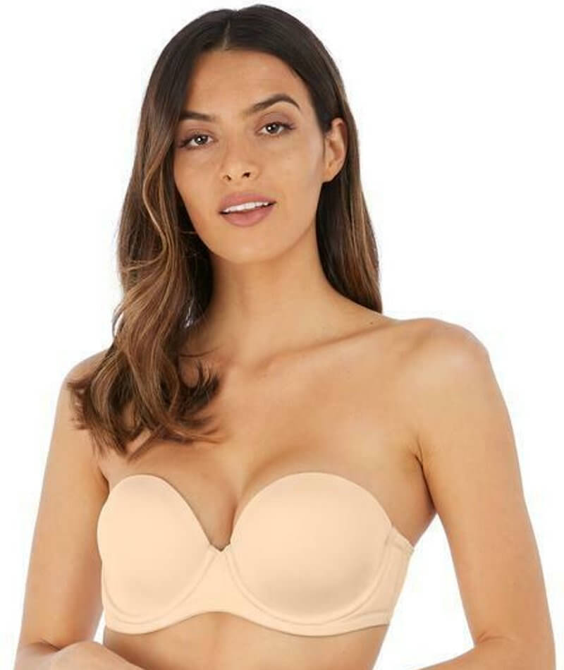 Red Carpet Padded Wired Half Cup Full Coverage Strapless Bra - Beige